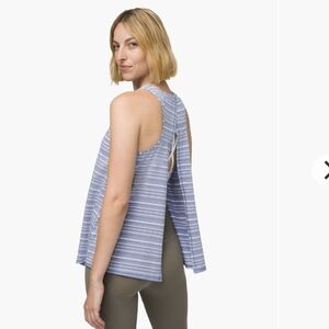 Lululemon All Tied Up Tank Cut Back Stripe Tempest Blue White